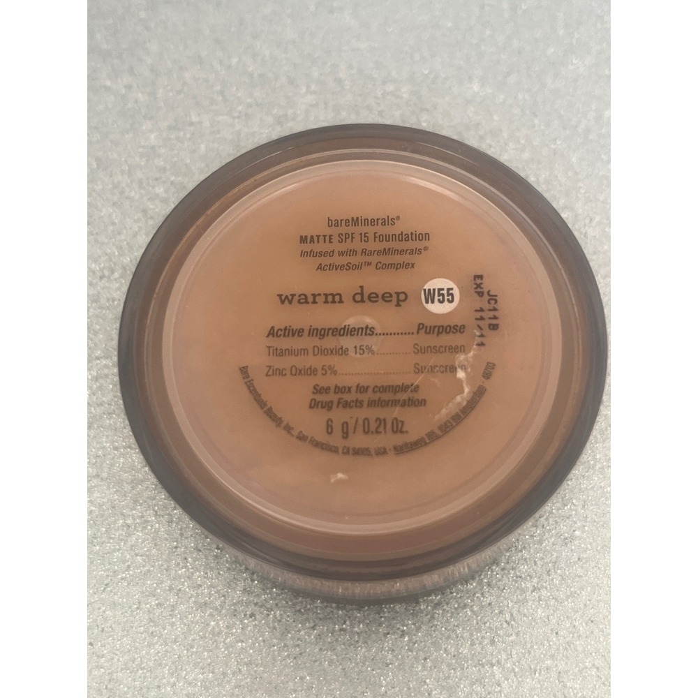 BareMinerals Matte SPF 15 Mineral Foundation Warm Deep W55 Skin Makeup 6g/.21oz - Picture 2 of 13